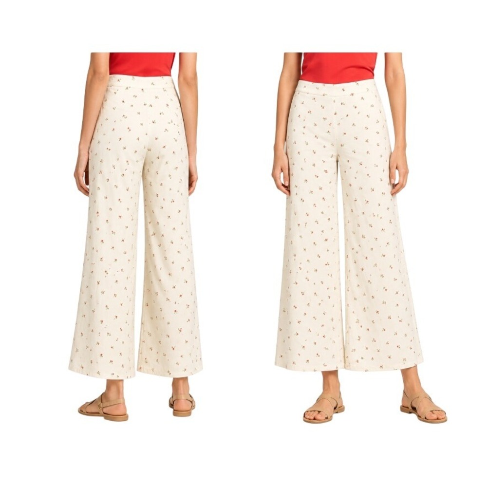 Anthropologie Feather Bone Womens 4 Talese Wide Leg Cherry Print Pants